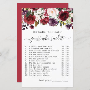 Er sagte, sie sagte Brautparty Game