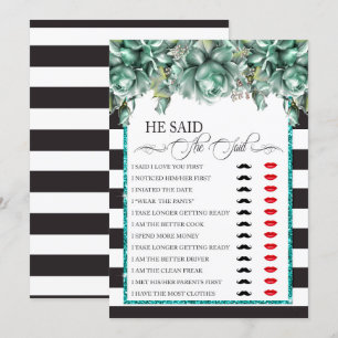 Er sagte/sie sagte Brautparty Game Einladung
