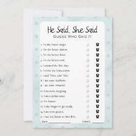 Er sagte, sie sagte Brautparty Game Einladung