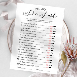 Er sagte, sie sagte Brautparty Game Einladung