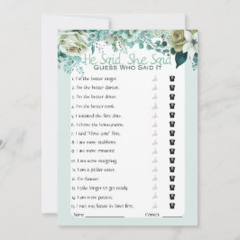 Er sagte, sie sagte Brautparty Game Einladung