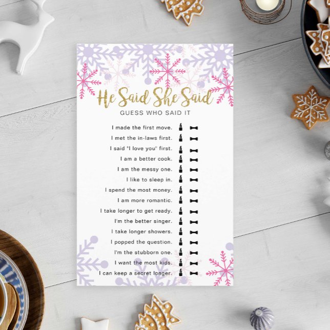 Er sagte, sie sagte, Brautparty Game Winter Snow (Von Creator hochgeladen)
