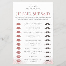 Er sagte, sie sagte Brautparty-Spiel Prosecco Peta Flyer