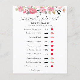 Er sagte: "Sie sagte Bridal Tee Dusche Spiel