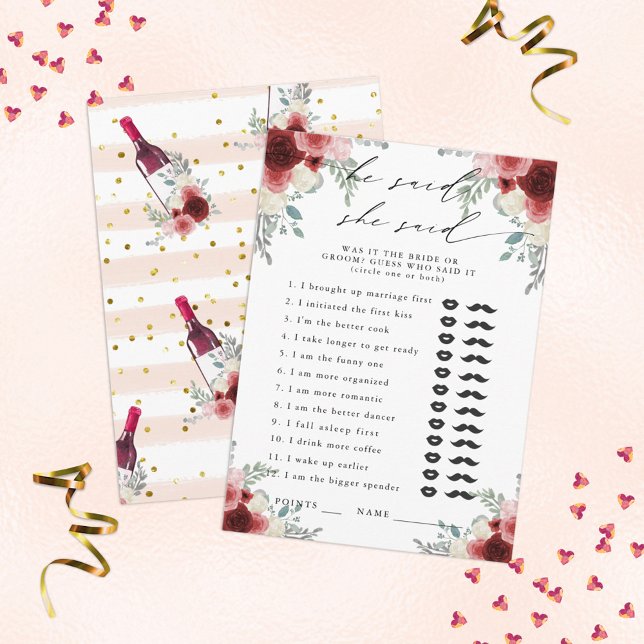 Er sagte: "Sie sagte das Party der Weinflora." Begleitkarte (Von Creator hochgeladen)