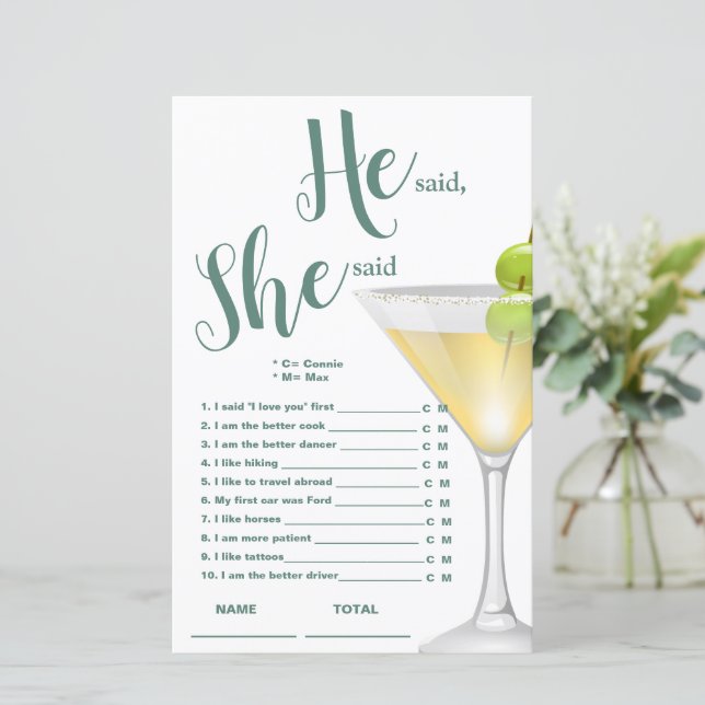 Er sagte, sie sagte Elegant Bridal Game (Stehend Vorderseite)