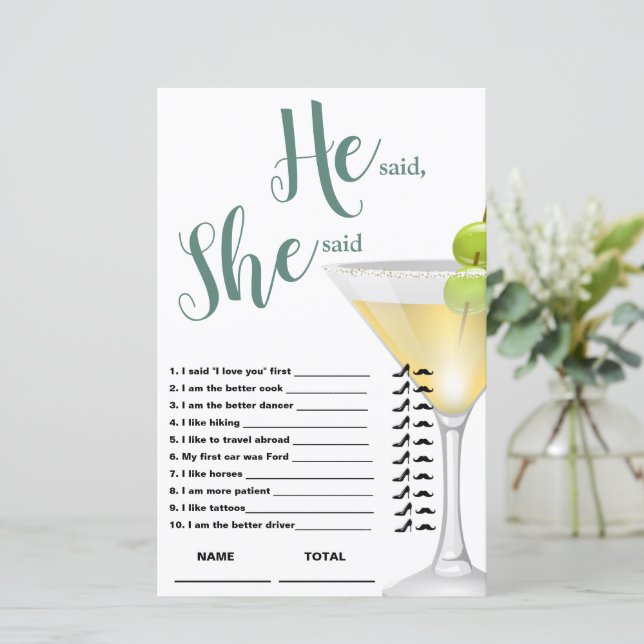 Er sagte, sie sagte Elegant Bridal Game (Stehend Vorderseite)