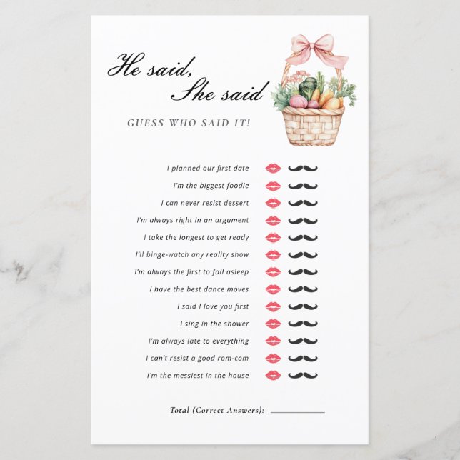 Er sagte, sie sagte frisch vom Markt Bridal Spiel (Vorderseite)