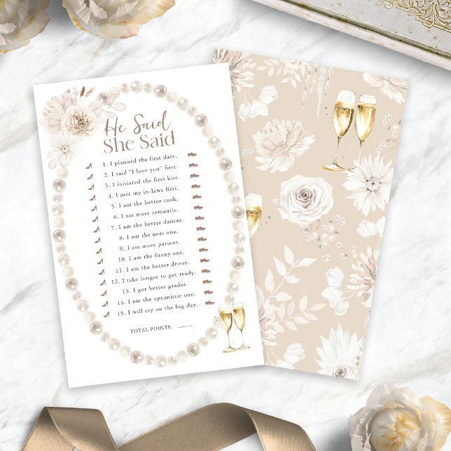 Er sagte, sie sagte Game (Pearls and Prosecco He Said She Said Game
)