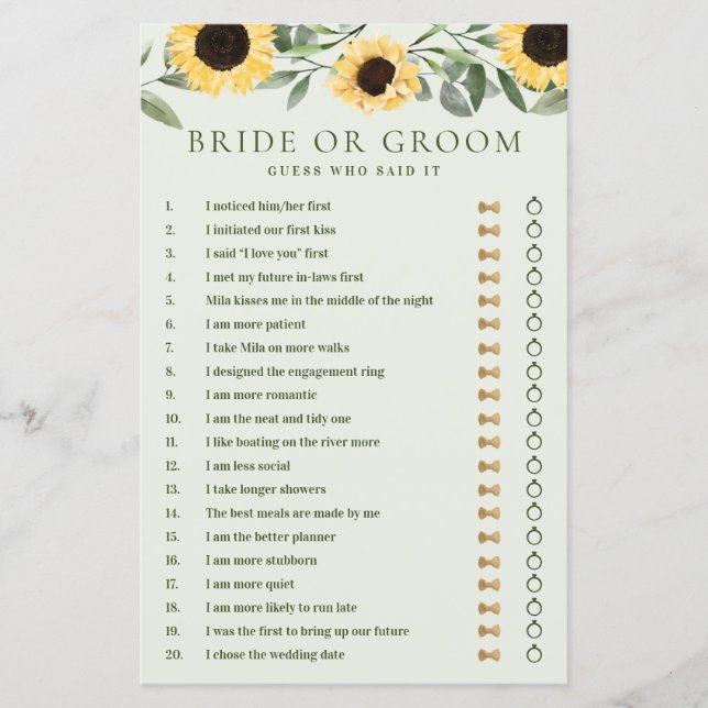 Er sagte, sie sagte gelbe blühende Sonnenblumen gr (Vorderseite)