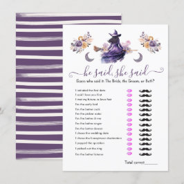 Er sagte: "Sie sagte Hexenmeister-Brautparty Einladung