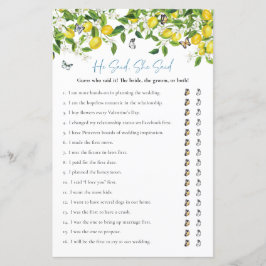 Er sagte: Sie sagte: | Lemon Brautparty Game