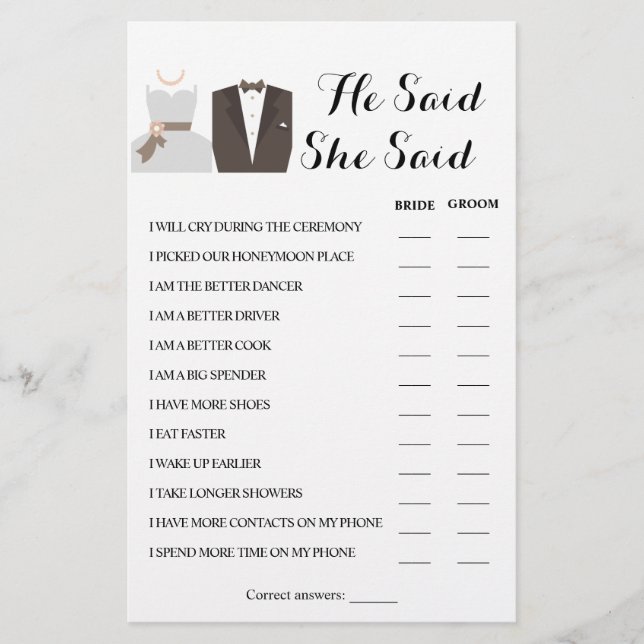 Er sagte, sie sagte, mehrere Dusche Spielkarte Flyer (Vorne)