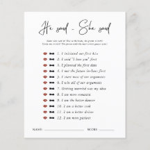 Er sagte, sie sagte | Modernes Minimales Brautpart