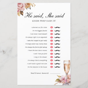 Er sagte, sie sagte Pearls Prosecco Bridal Spiel