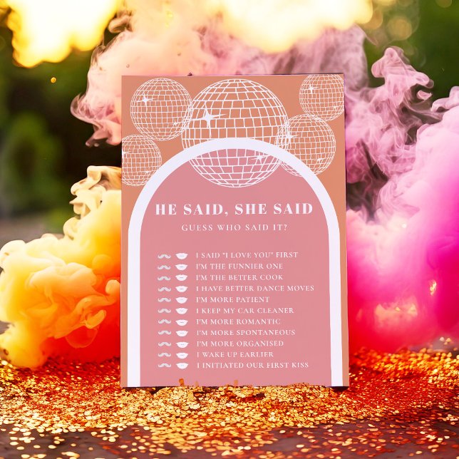 Er sagte, sie sagte Retro Disco Pink Orange Spielk Einladung (Von Creator hochgeladen)