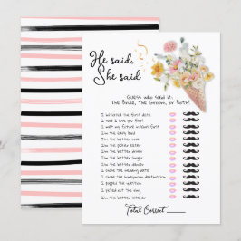 Er sagte, sie sagte Scoopup Brautparty-Spiel Einladung