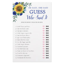 Er sagte, sie sagte Sonnenblumen Blue Brautparty G