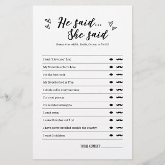 Er sagte, sie sagte Spiel für Hochzeit oder Brautp