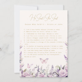 Er sagte, sie sagte Trivia Butterfliegen Bridal Ga Einladung