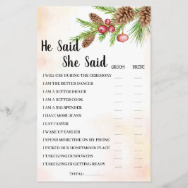 Er sagte, sie sagte Weihnachts-Brautparty-Game-Kar Flyer