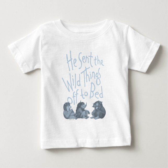 Er schickte die wilden Dinge an Bed - blau Baby T-shirt (Vorderseite)