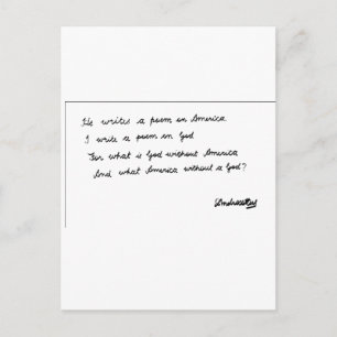 Er schreibt ein Gedicht über Amerika Postkarte