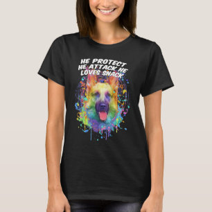 Er schützt Er greift an Er liebt Snack Deutscher S T-Shirt