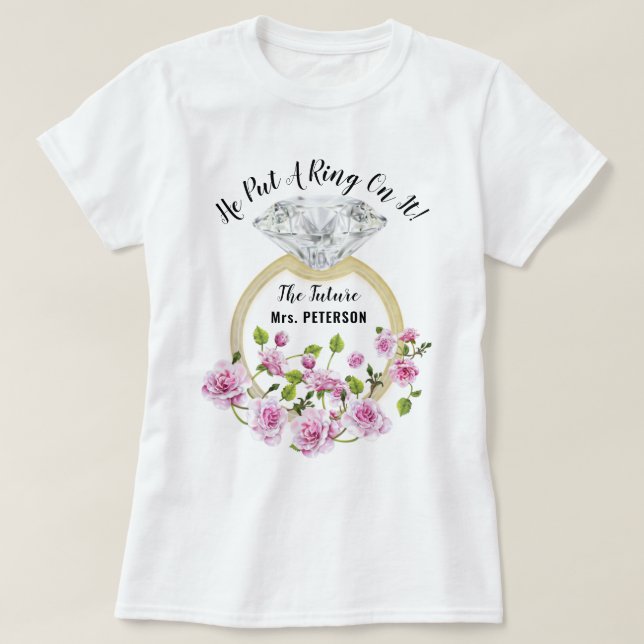 Er setzte einen Ring auf die moderne Diamantflora T-Shirt (Design vorne)