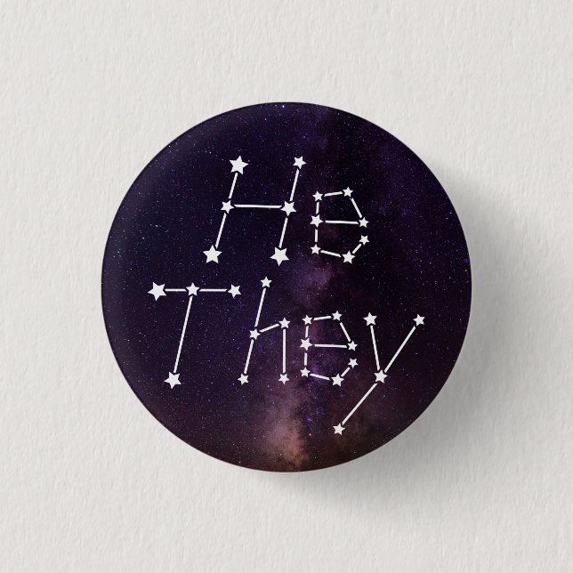 Er/sie Galaxy Starry Night Sky Constellation Pron Button (Vorderseite)