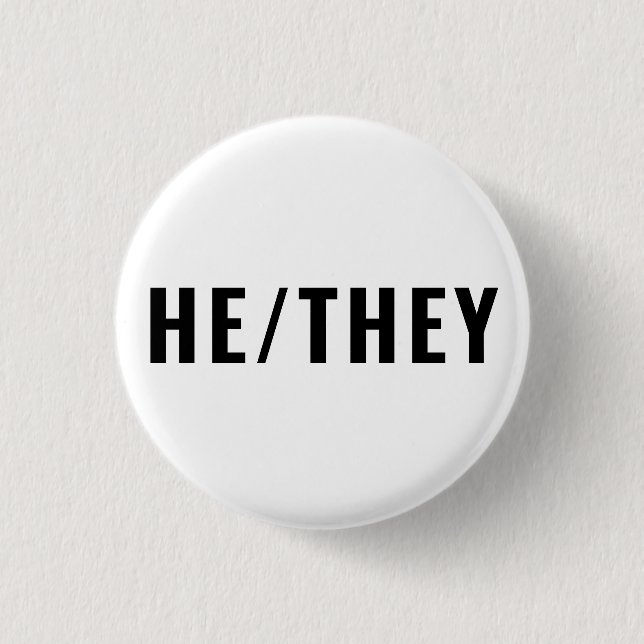Er sie Geschlecht Pronouns schwarz-weiß einfach Button (Vorderseite)