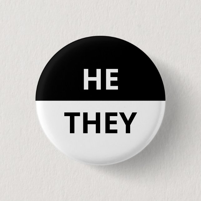 Er/sie Pronoun Black & White Abzeichen Button (Vorderseite)