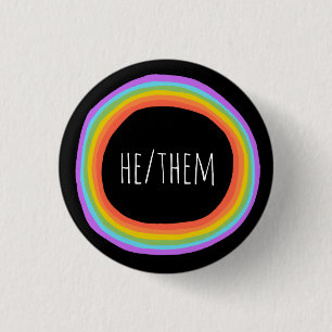 ER/SIE Pronouns farbenfroher Regenbogenkreis Schwa Button