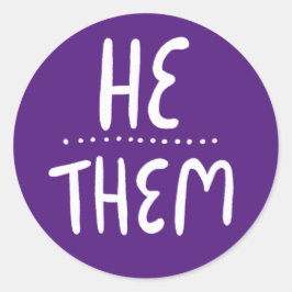 ER/SIE Pronouns Lila Handlettern Set von Runder Aufkleber