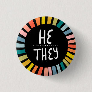 ER / SIE Pronouns Rainbow Handschrift Stolz Button