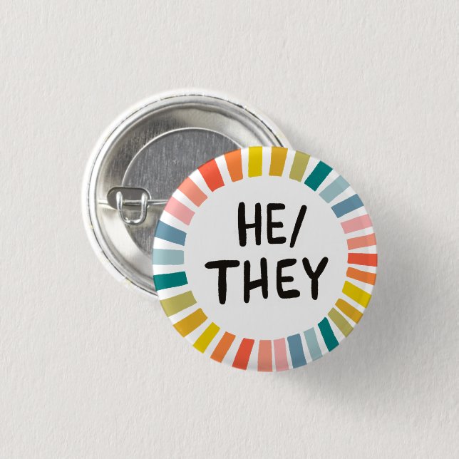 ER/SIE Pronouns Rainbow Soft Circle Rings Button (Vorne & Hinten)