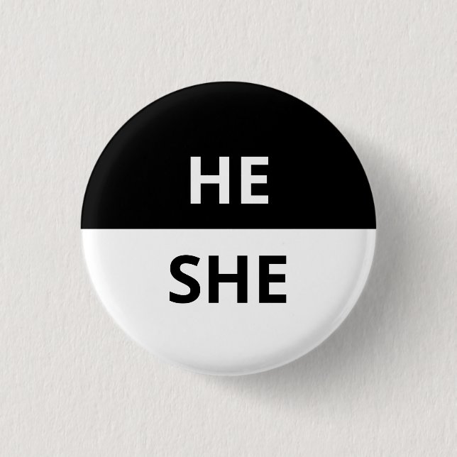 Er/sie Pronouns Schwarz/Weiß-Abzeichen Button (Vorderseite)
