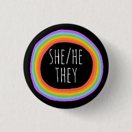 ER/SIE/SIE Pronouns farbenfroher Regenbogenkreis S Button