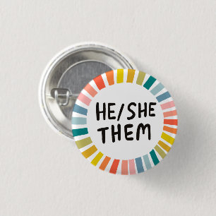 ER/SIE/SIE Pronouns Rainbow Soft Circle Rings Button