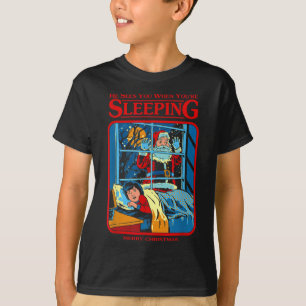 Er sieht dich, wenn du schläfst Frohe Weihnachten T-Shirt