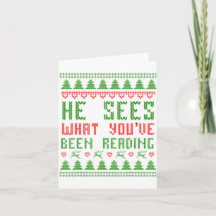 Er sieht, was du Weihnachtsbuch gelesen hast Karte