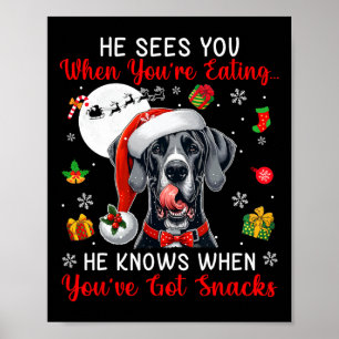 Er sieht, wenn Sie Snacks essen Xmas großen Dan Poster