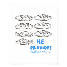 Er sorgt für Brot und Fisch Christliche Wandkunst