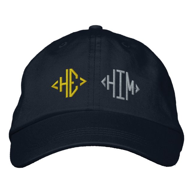 Er spricht für Geschlechterbestickte Hat Bestickte Baseballkappe (Vorderseite)