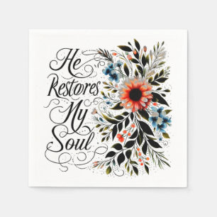 Er stellt meine Seele floral wieder her Serviette