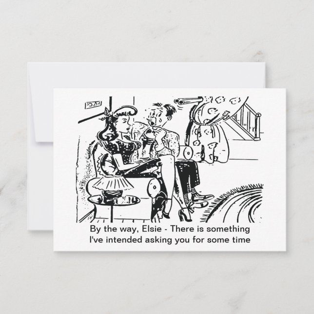 Er stellte die Frage, lustig Save The Date (Vorderseite)