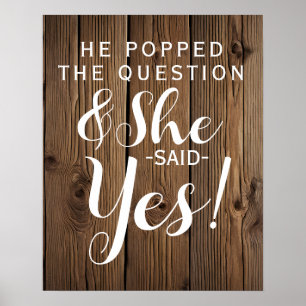 Er stellte die Frage Verlobung Brautparty Poster