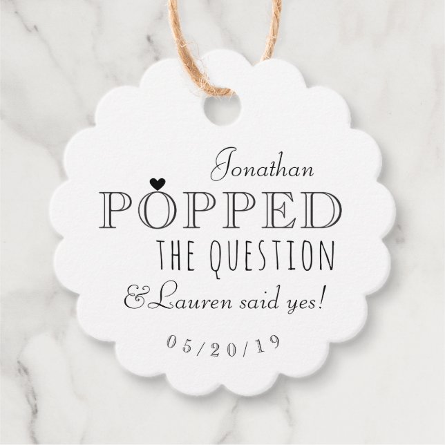 Er übernahm die Fragenbindungspartei Popcorn Geschenkanhänger (Vorderseite)