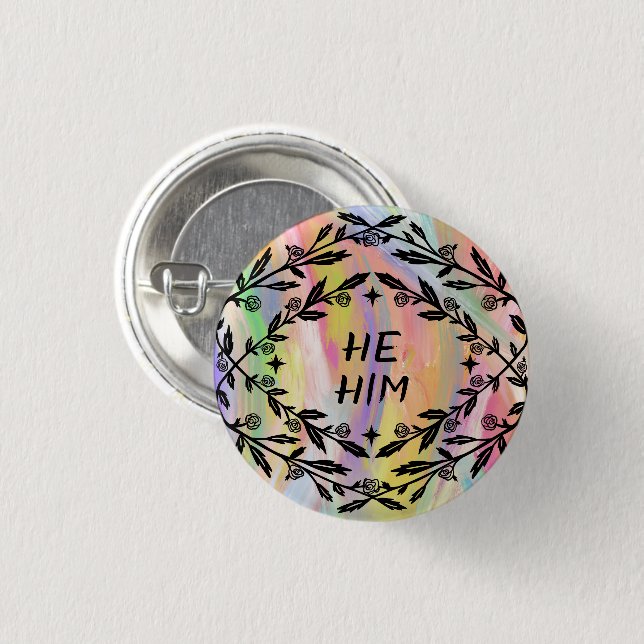 ER VERKÜNDIGT Rose Reben Botanischer KUNST Button (Vorne & Hinten)