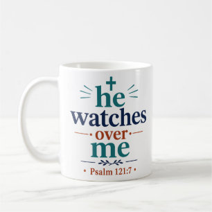 Er wacht über mich Inspirierende christliche Schri Kaffeetasse